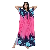 Elegant Pink Satin Printed Nighty For Women-thumb4