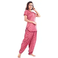 Zionity Pink Cotton Blend Printed Top  Pyjama Set For Women-thumb2