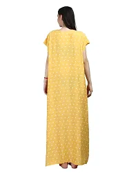 Elegant Yellow Rayon Printed Nighty For Women-thumb1