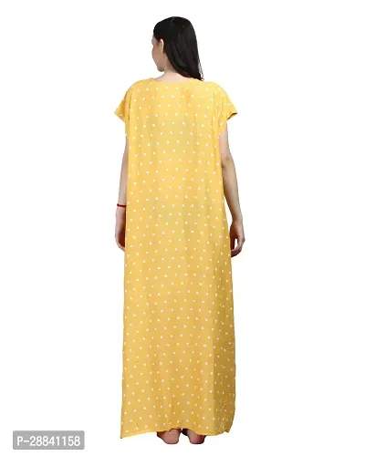 Elegant Yellow Rayon Printed Nighty For Women-thumb2