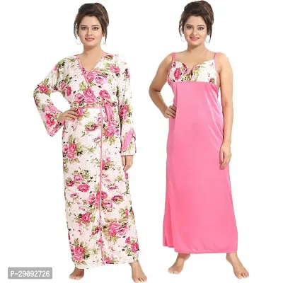 Stylist Satin Nighty And Robe For Women Pack Of 2-thumb0