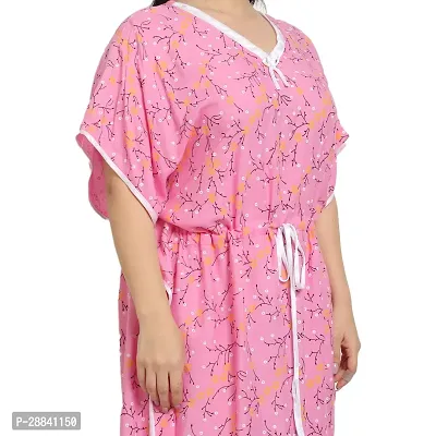 Elegant Pink Rayon Floral Nighty For Women-thumb5