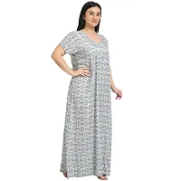 Elegant Grey Cotton Printed Nighty For Women-thumb3