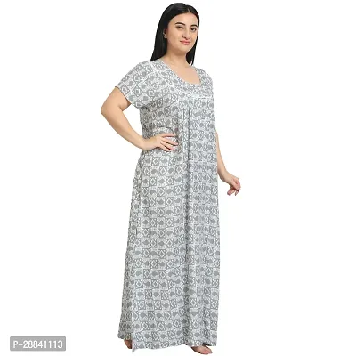 Elegant Grey Cotton Printed Nighty For Women-thumb4