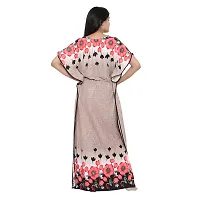 Elegant Beige Satin Printed Nighty For Women-thumb1