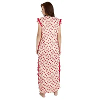 Elegant Red Satin Printed Nighty For Women-thumb1