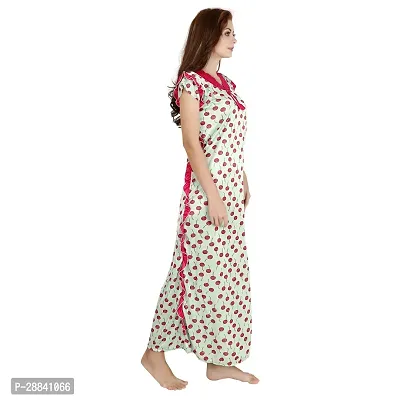 Elegant Green Satin Printed Nighty For Women-thumb4