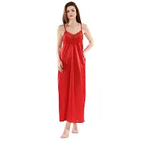 Zionity Nighty with Robe for Women in Red-thumb3