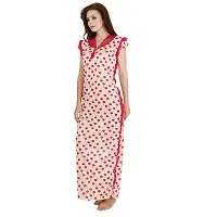 Elegant Red Satin Printed Nighty For Women-thumb2