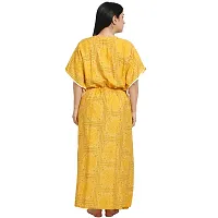 Elegant Yellow Cotton Blend Printed Nighty For Women-thumb1