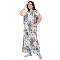 Zionity Women's Satin Full-Length Nighty/Night Wear/Sleep Wear in Blue & Black-thumb2