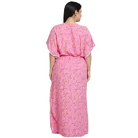 Elegant Pink Rayon Floral Nighty For Women-thumb1