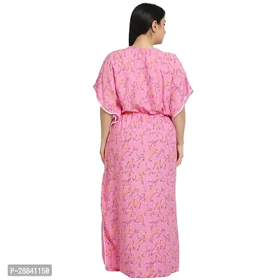 Elegant Pink Rayon Floral Nighty For Women-thumb2