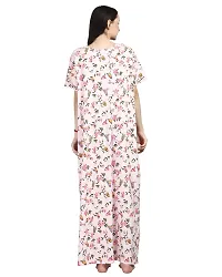 Elegant Pink Cotton Blend Printed Nighty For Women-thumb1