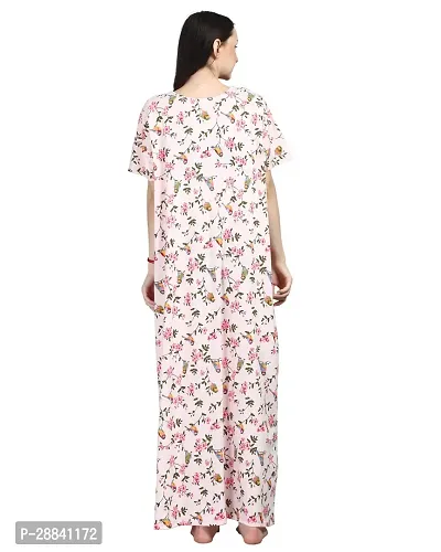 Elegant Pink Cotton Blend Printed Nighty For Women-thumb2