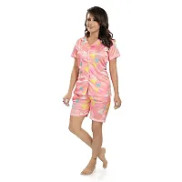 Zionity Women Printed Top & Shorts Set Pink-thumb4