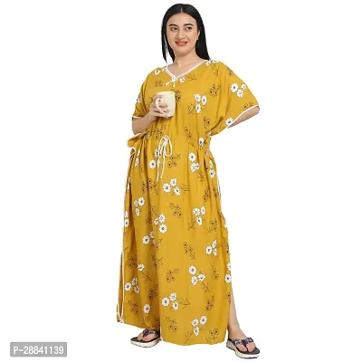 Elegant Yellow Rayon Floral Nighty For Women-thumb4