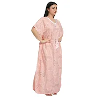 Elegant Pink Cotton Blend Printed Nighty For Women-thumb3