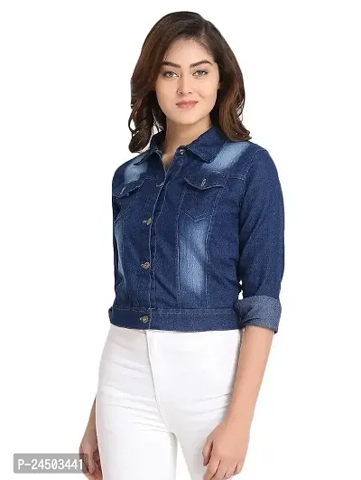 Women's Cotton Denim Jacket Full Sleeves Comfort Fit Collar Jacket Regular Wear For GIls and Women