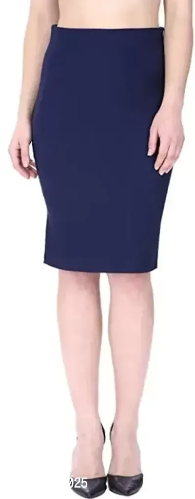 Elegant Blue Cotton Blend Solid Skirts For Women