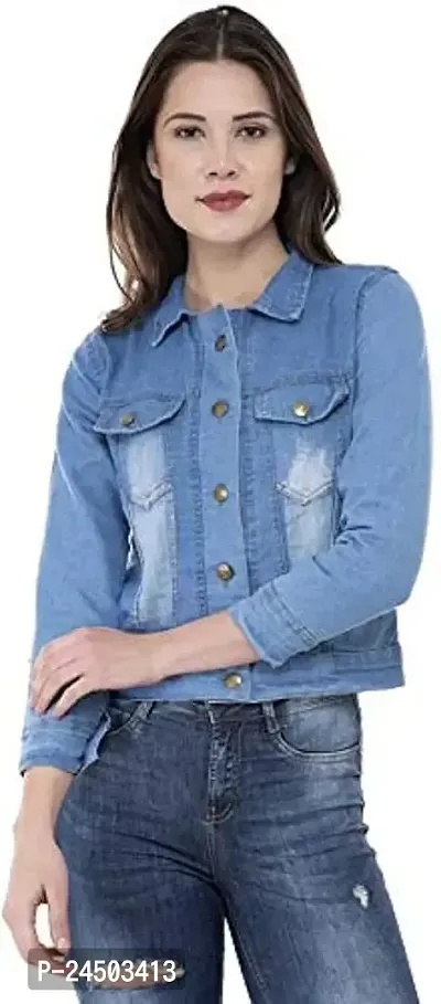 Women's Cotton Denim Jacket Full Sleeves Comfort Fit Collar Jacket Regular Wear For GIls and Women