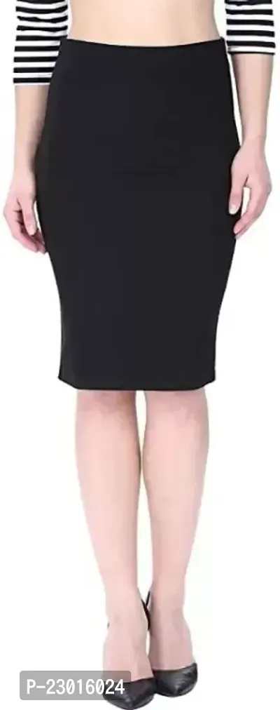 Elegant Black Cotton Blend Solid Skirts For Women-thumb0