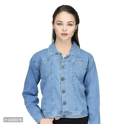 Women's Cotton Denim Jacket Full Sleeves Comfort Fit Collar Jacket Regular Wear For GIls and Women
