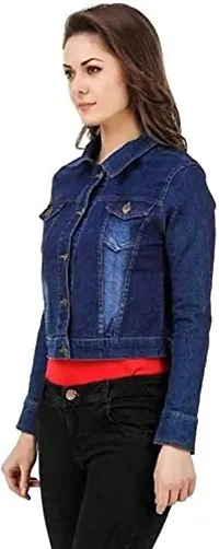 Women's Cotton Denim Jacket Full Sleeves Comfort Fit Collar Jacket Regular Wear For GIls and Women-thumb2