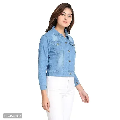 Women's Cotton Denim Jacket Full Sleeves Comfort Fit Collar Jacket Regular Wear For GIls and Women-thumb2