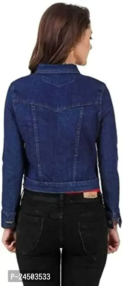 Women's Cotton Denim Jacket Full Sleeves Comfort Fit Collar Jacket Regular Wear For GIls and Women-thumb4