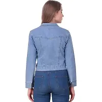Women's Cotton Denim Jacket Full Sleeves Comfort Fit Collar Jacket Regular Wear For GIls and Women-thumb1
