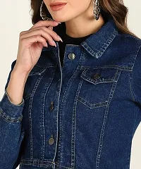 Women's Cotton Denim Jacket Full Sleeves Comfort Fit Collar Jacket Regular Wear For GIls and Women-thumb4