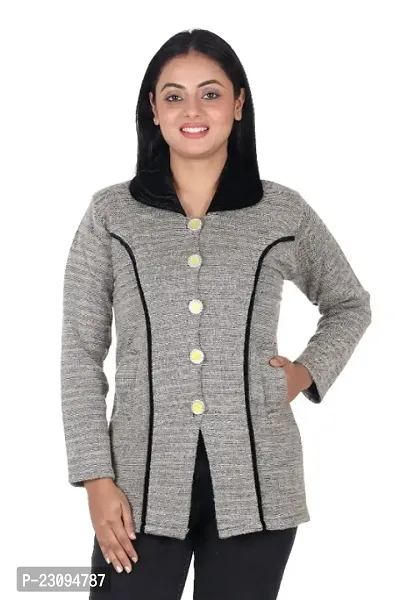 Womens Woolen Button Cardigan