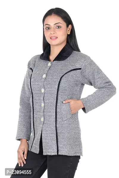 Womens Woolen Button Cardigan-thumb2