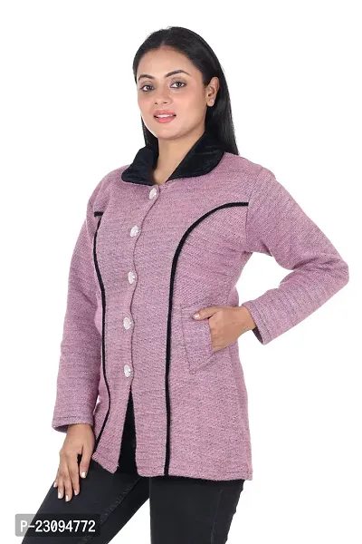 Womens Woolen Button Cardigan-thumb2