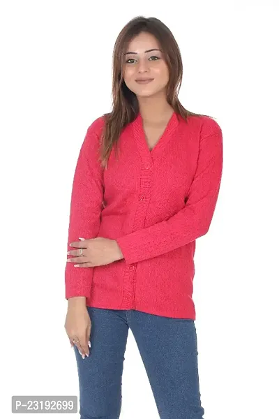 Ninish Woolen Front Open Buttoned Women Cardigan Sweaters-thumb0
