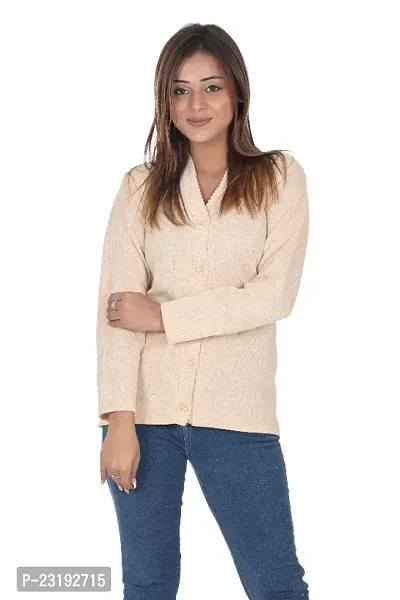 Ninish Woolen Front Open Buttoned Women Cardigan Sweaters