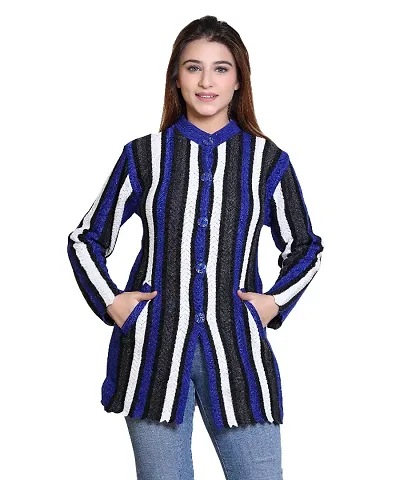 Striped Long Cardigan Sweater For Women