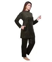 Stylish Velvet Solid Top and Pyjama Nighty for Women-thumb2