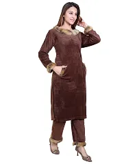 Stylish Velvet Solid Kurti Pant Set for Women-thumb3