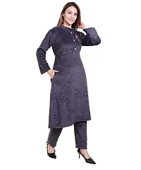 Stylish Velvet Solid Kurti Pant Set for Women-thumb3