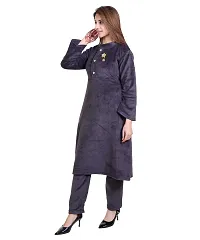 Stylish Velvet Solid Kurti Pant Set for Women-thumb1