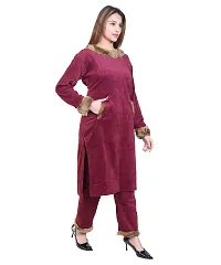 Stylish Velvet Solid Kurti Pant Set for Women-thumb3