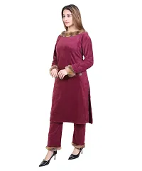 Stylish Velvet Solid Kurti Pant Set for Women-thumb1