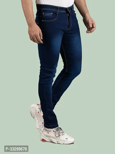 Stylish Denim Blue Slim Fit Mid-Rise Jeans For Men-thumb3