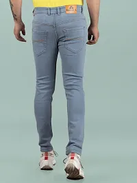 Stylish Grey Denim Solid Mid-Rise Jeans For Men-thumb1