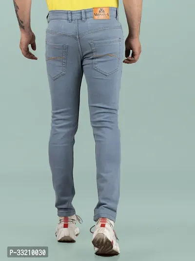 Stylish Grey Denim Solid Mid-Rise Jeans For Men-thumb2