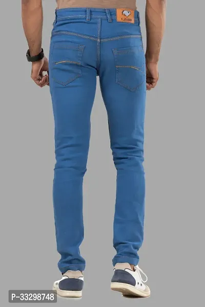 Stylish Denim Blue Slim Fit Mid-Rise Jeans For Men-thumb2