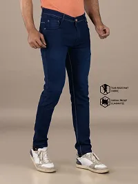 Stylish Denim Blue Slim Fit Mid-Rise Jeans For Men-thumb3