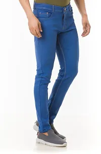 Stylish Blue Solid Denim Mid-Rise Jeans For Men-thumb2